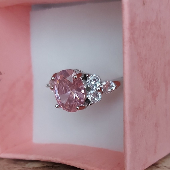 925 Sterling Silver Pink CZ Ring - Picture 3 of 7